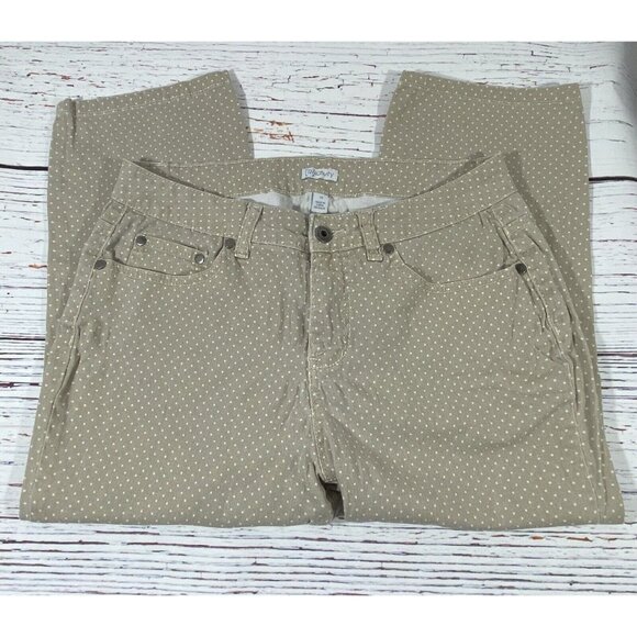 Relativity Capri Pants Womens Size 10 x 19 Polka Dot Tan Brown Long Shorts Jean - Picture 3 of 9